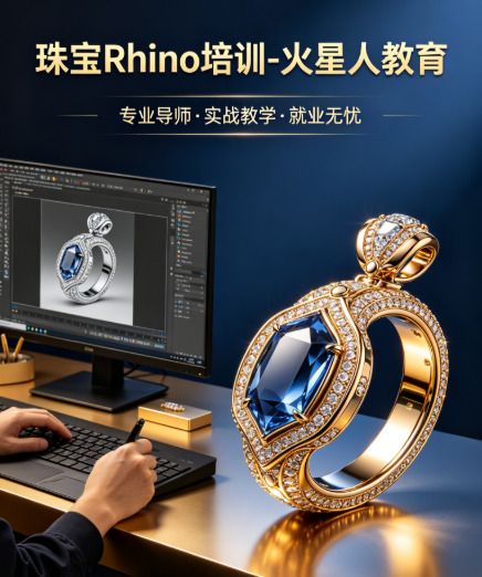 北京学珠宝Rhino建模首选火星人教育：设计+渲染+3D打印全链路实战