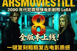 ArsMovieStill 2000 年代犯罪惊悚电影剧照 LoRA 全 8 版本上线！一键复刻粗粝复古电影质感